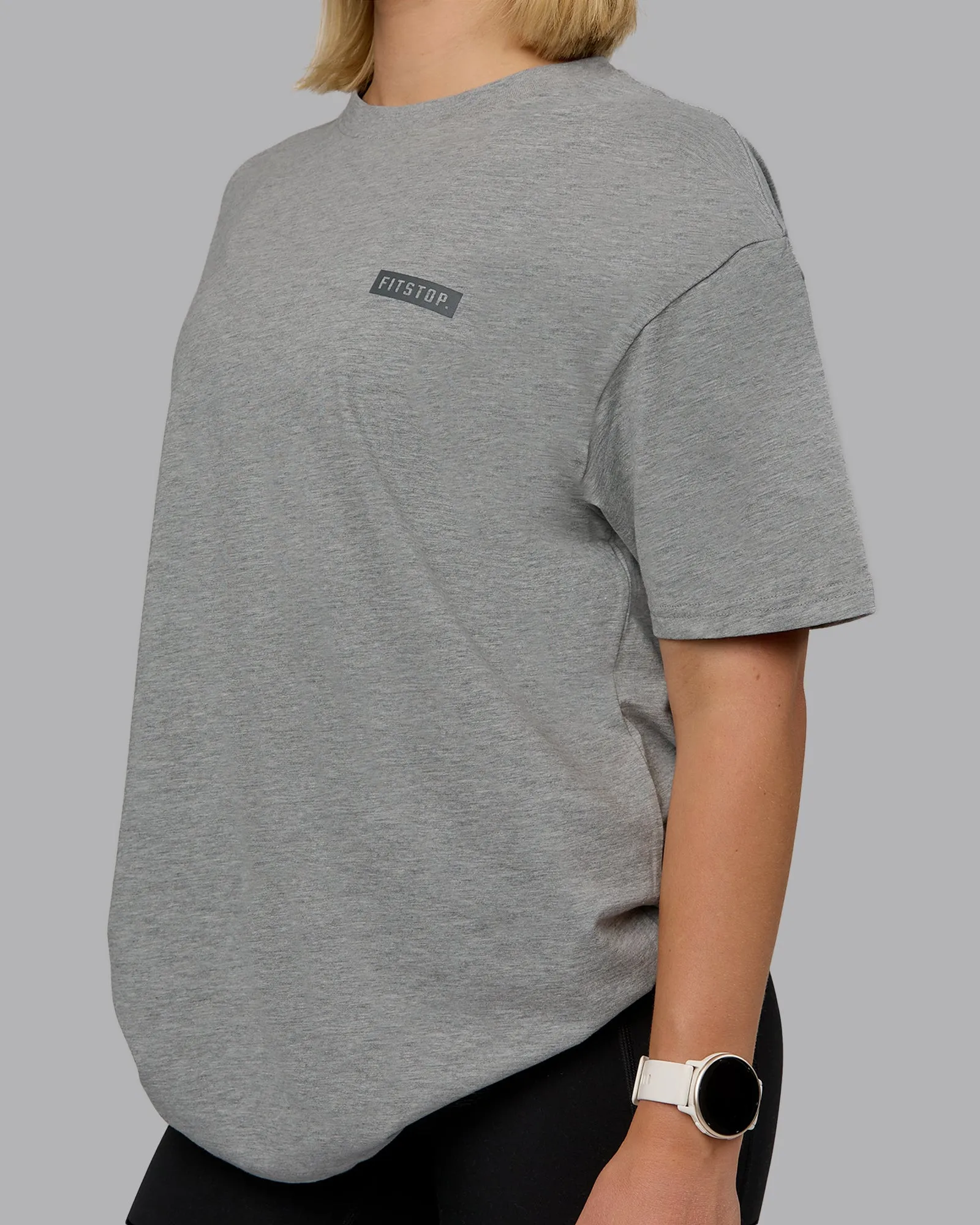 Fitstop Embrace the Sweat FLXCotton Oversized Tee - Light Grey Marl - Cool Grey