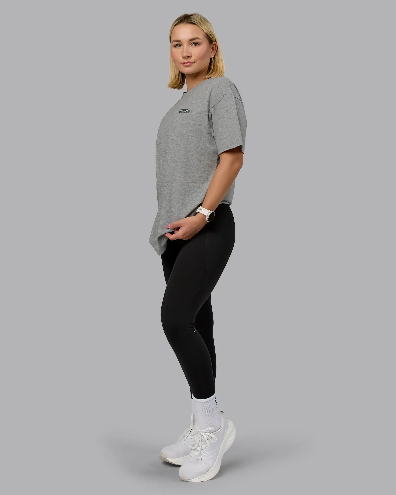 Fitstop Embrace the Sweat FLXCotton Oversized Tee - Light Grey Marl - Cool Grey