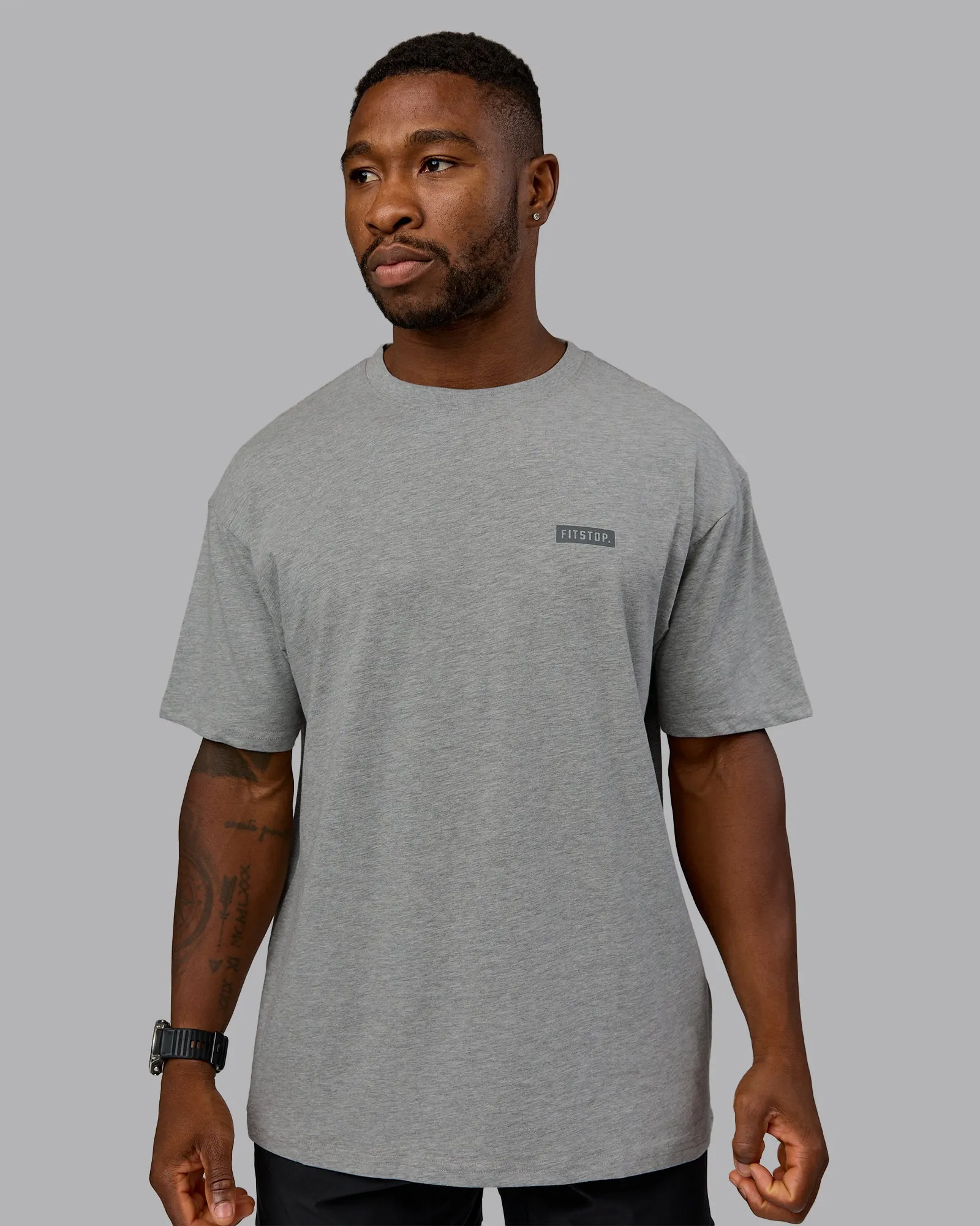 Fitstop Embrace the Sweat FLXCotton Oversized Tee - Light Grey Marl - Cool Grey
