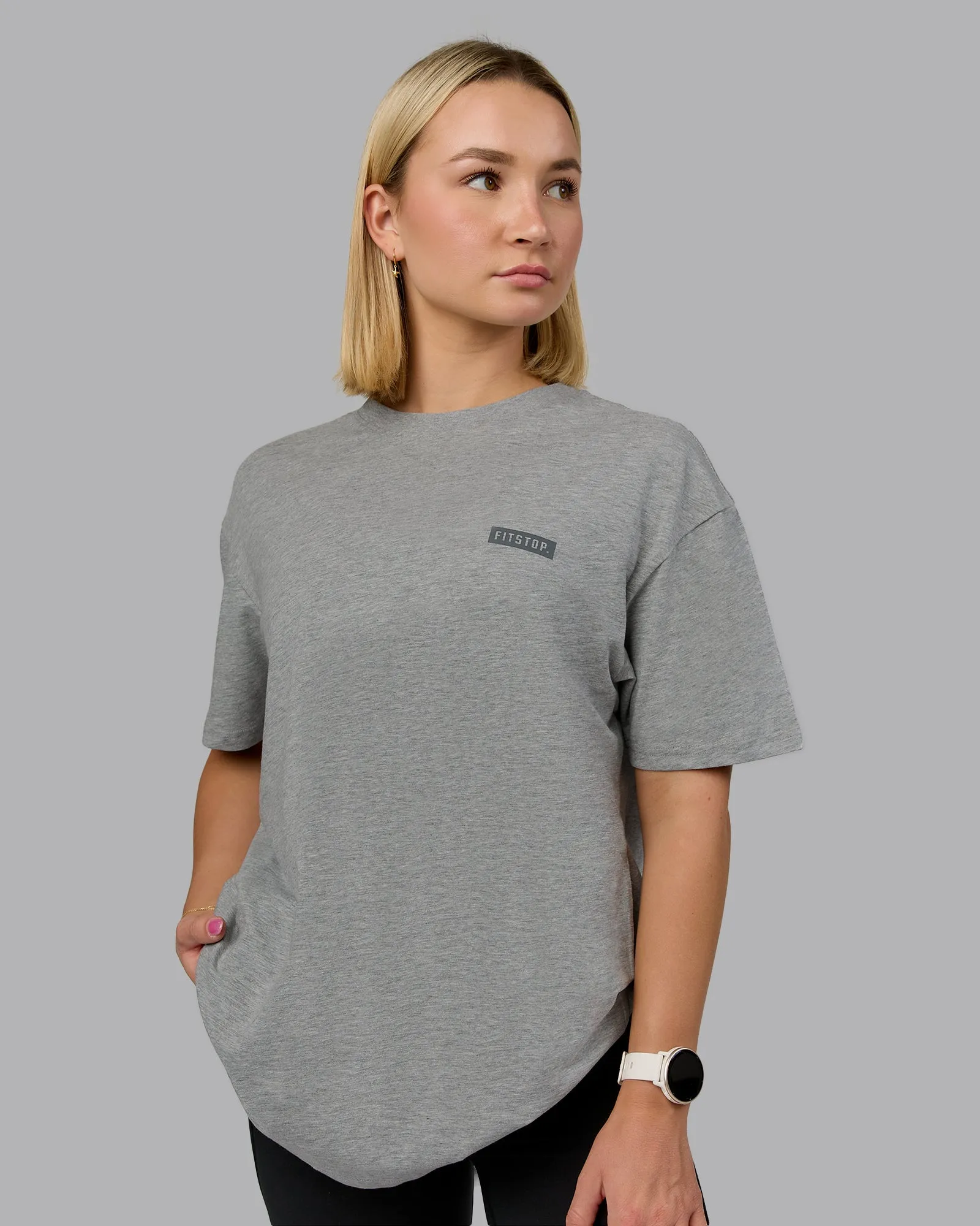 Fitstop Embrace the Sweat FLXCotton Oversized Tee - Light Grey Marl - Cool Grey
