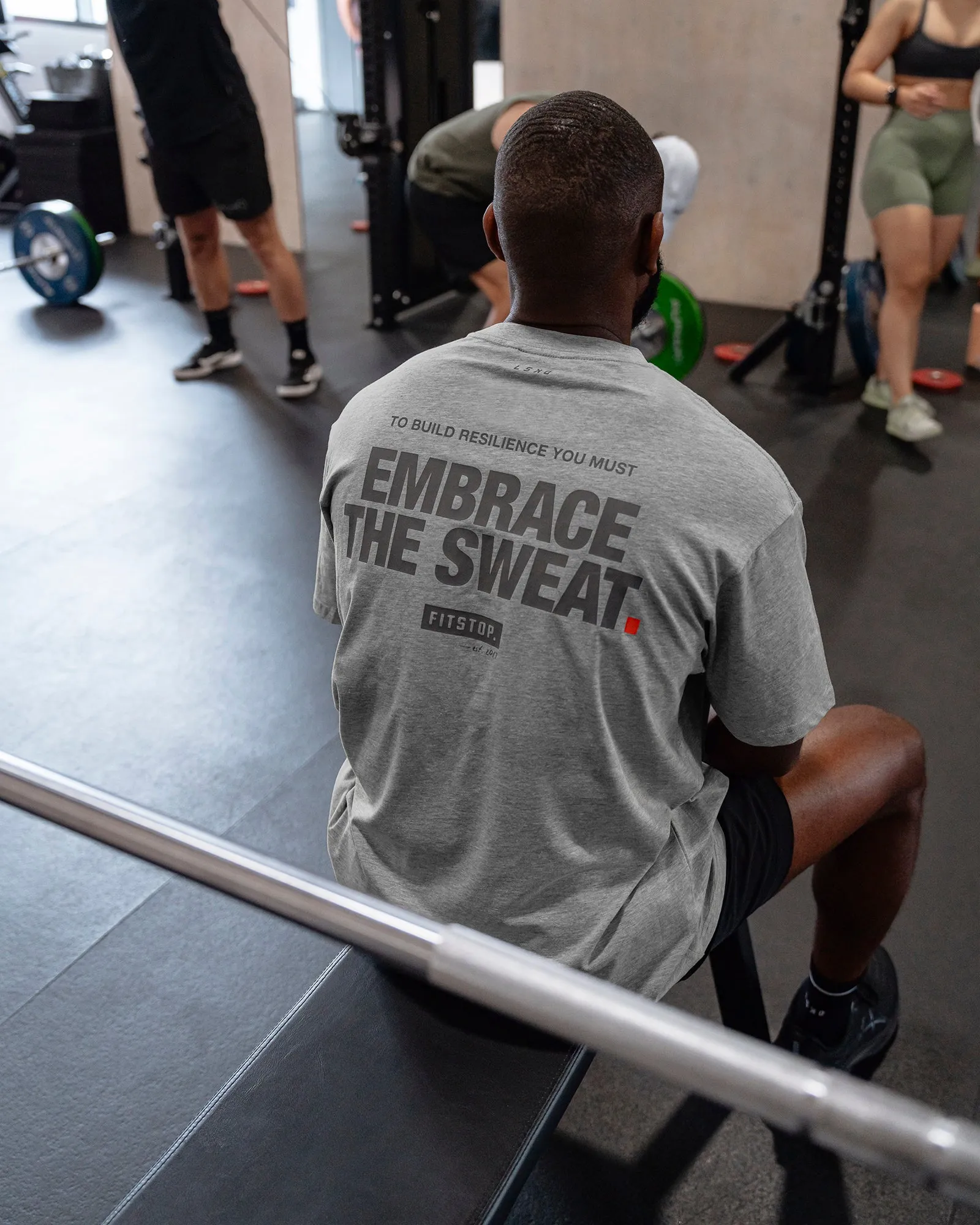 Fitstop Embrace the Sweat FLXCotton Oversized Tee - Light Grey Marl - Cool Grey