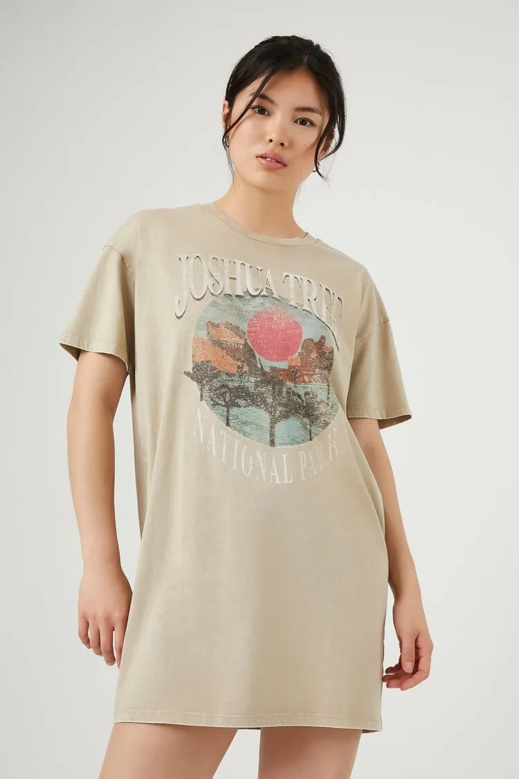 Forever 21 Women's Joshua Tree Graphic T-Shirt Dress Brown/Multi Forever 21
