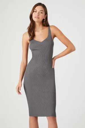Forever 21 Women's Ribbed Bodycon Midi Tank Dress Charcoal Forever 21