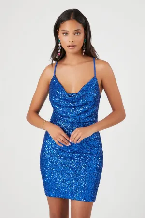 Forever 21 Women's Sequin Cowl Mini Dress Royal Forever 21
