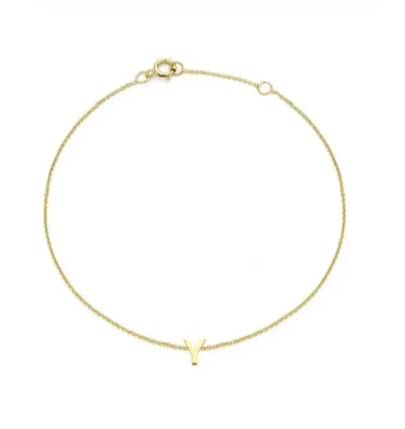 Forever Jewellery Petite Initial Letter 9ct Yellow Gold Bracelets