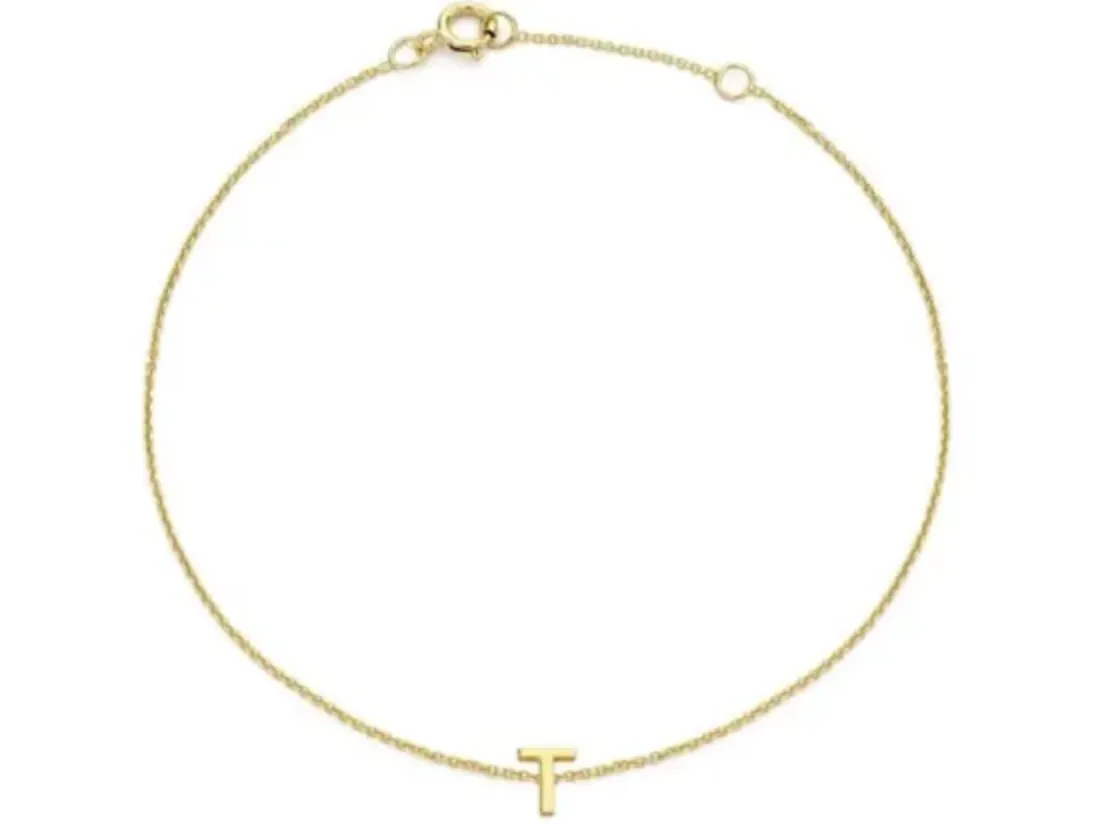 Forever Jewellery Petite Initial Letter 9ct Yellow Gold Bracelets