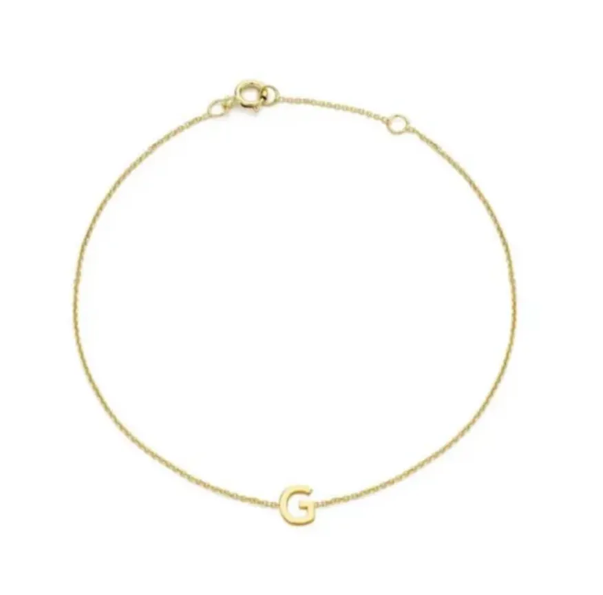 Forever Jewellery Petite Initial Letter 9ct Yellow Gold Bracelets