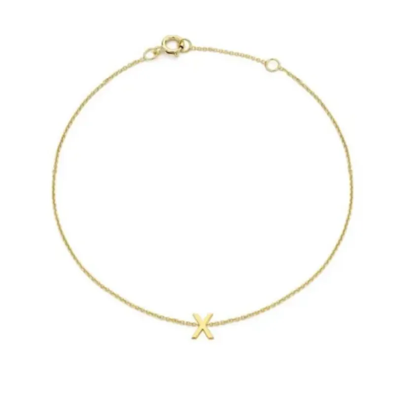 Forever Jewellery Petite Initial Letter 9ct Yellow Gold Bracelets