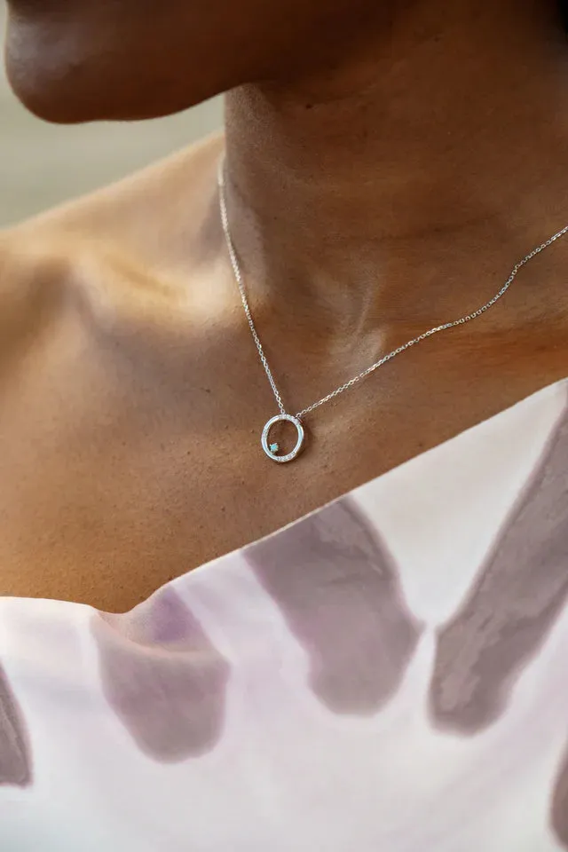 Georgini Jewellery Georgini - Opal Glow Blue Created Opal Circle Pendant Silver