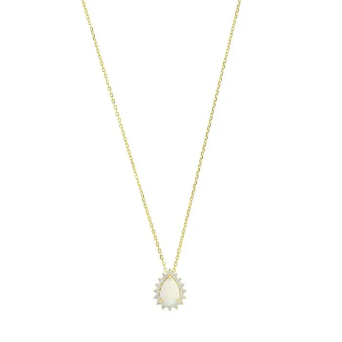 Georgini Jewellery Georgini Opal Glow Rozelle White Created Opal Pendant Gold