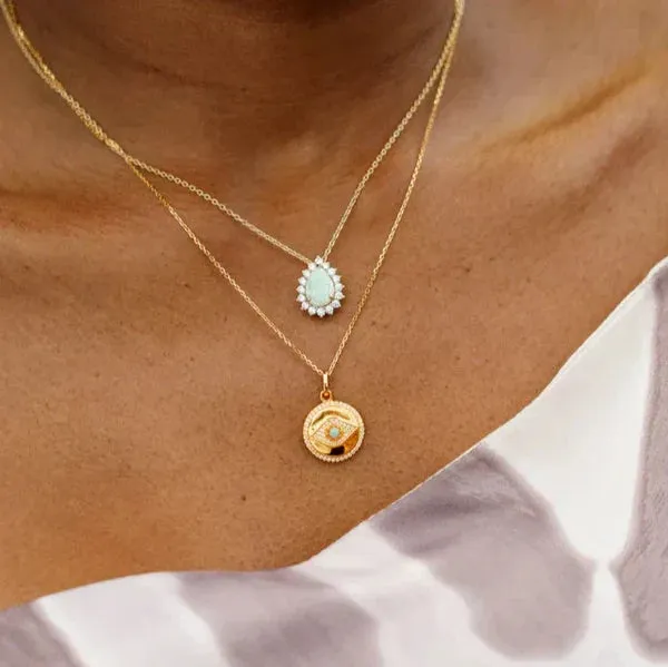 Georgini Jewellery Georgini Opal Glow Rozelle White Created Opal Pendant Gold