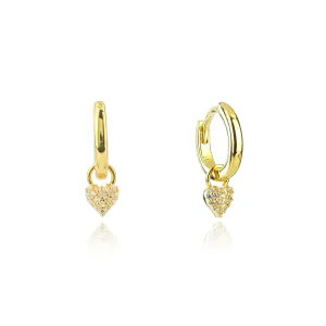 Georgini Jewellery Georgini -  Sweetheart Sparkly Heart Mini Drop Hoops - Gold