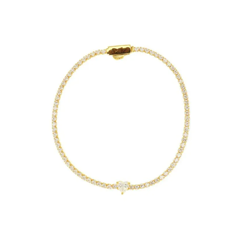 Georgini Jewellery Georgini - Sweetheart Tennis Bracelet - Gold Plated 18cm