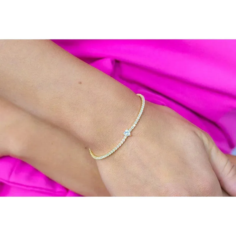 Georgini Jewellery Georgini - Sweetheart Tennis Bracelet - Gold Plated 18cm