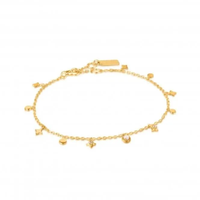 Gold Star Mother Of Pearl Drop Anklet F034-01G Ania Haie Jewellery