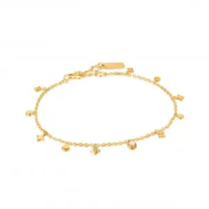 Gold Star Mother Of Pearl Drop Anklet F034-01G Ania Haie Jewellery