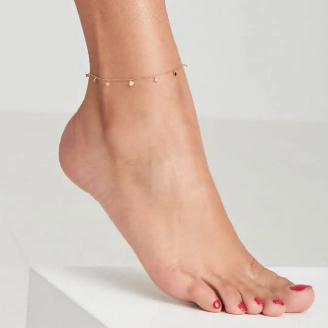 Gold Star Mother Of Pearl Drop Anklet F034-01G Ania Haie Jewellery