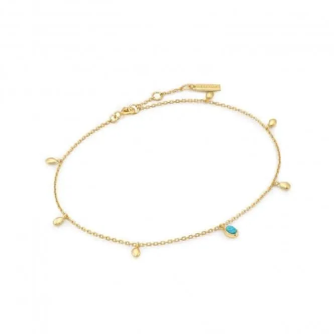 Gold Turquoise Drop Pendant Anklet F044-01G Ania Haie Jewellery
