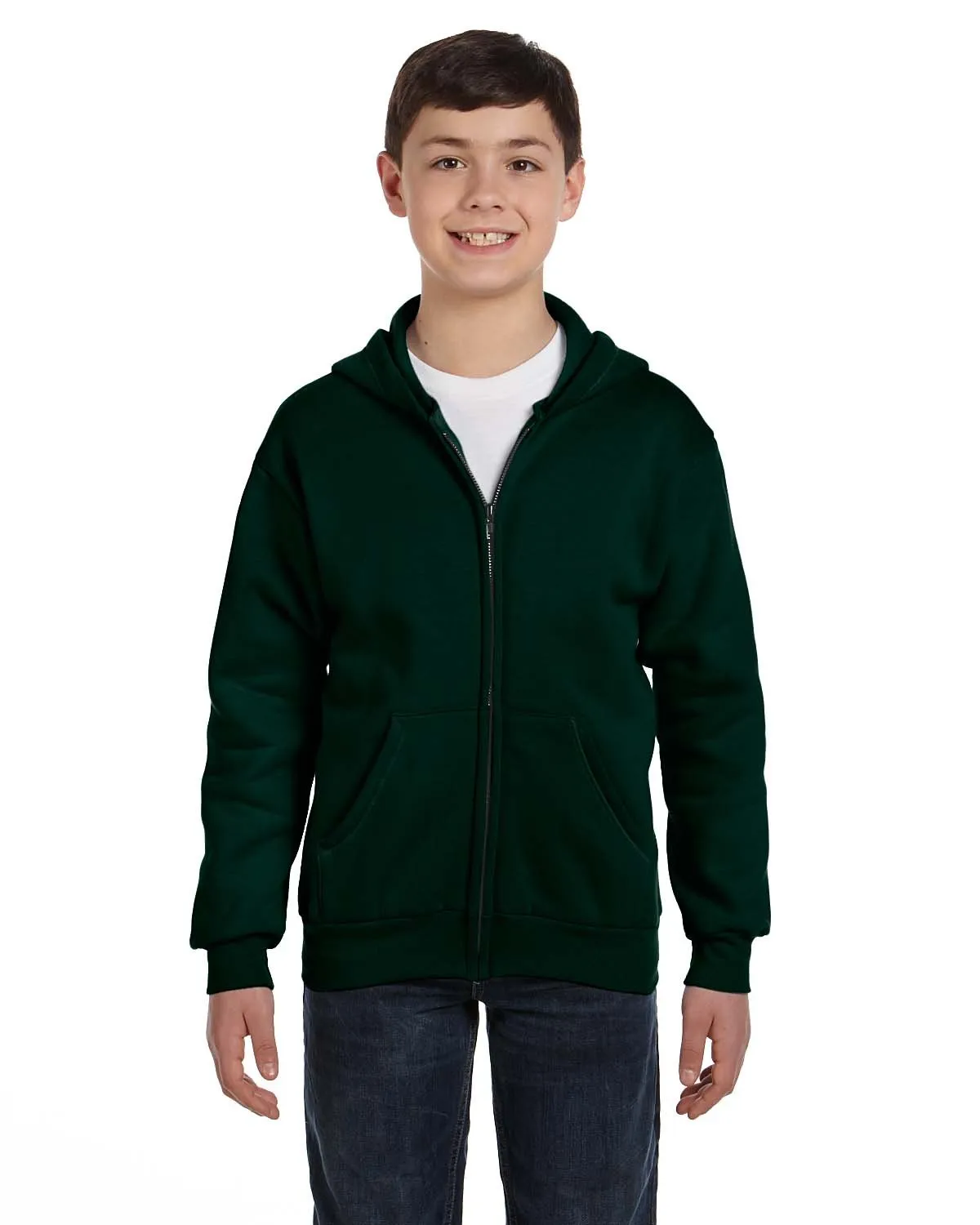 Hanes P480 Youth EcoSmart 50/50 Full-Zip Hooded Sweatshirt