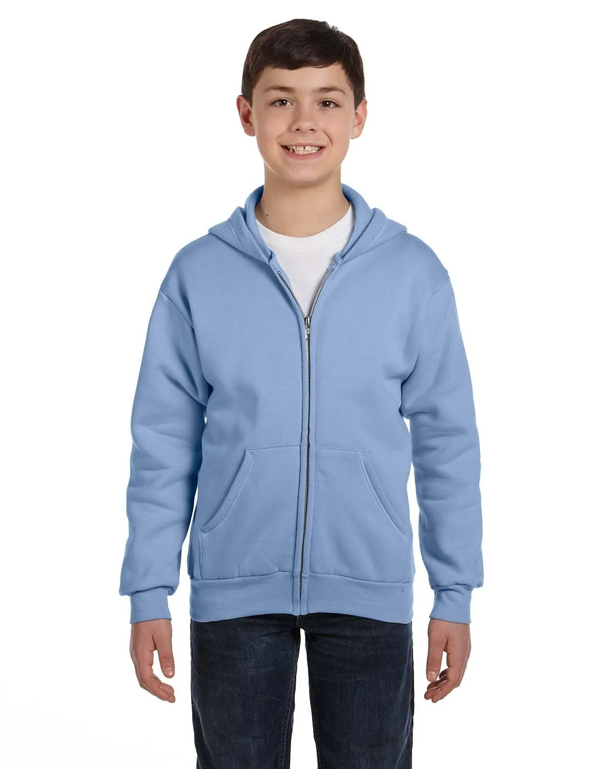 Hanes P480 Youth EcoSmart 50/50 Full-Zip Hooded Sweatshirt