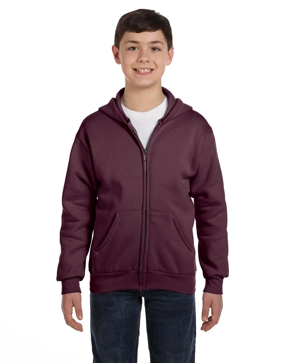 Hanes P480 Youth EcoSmart 50/50 Full-Zip Hooded Sweatshirt