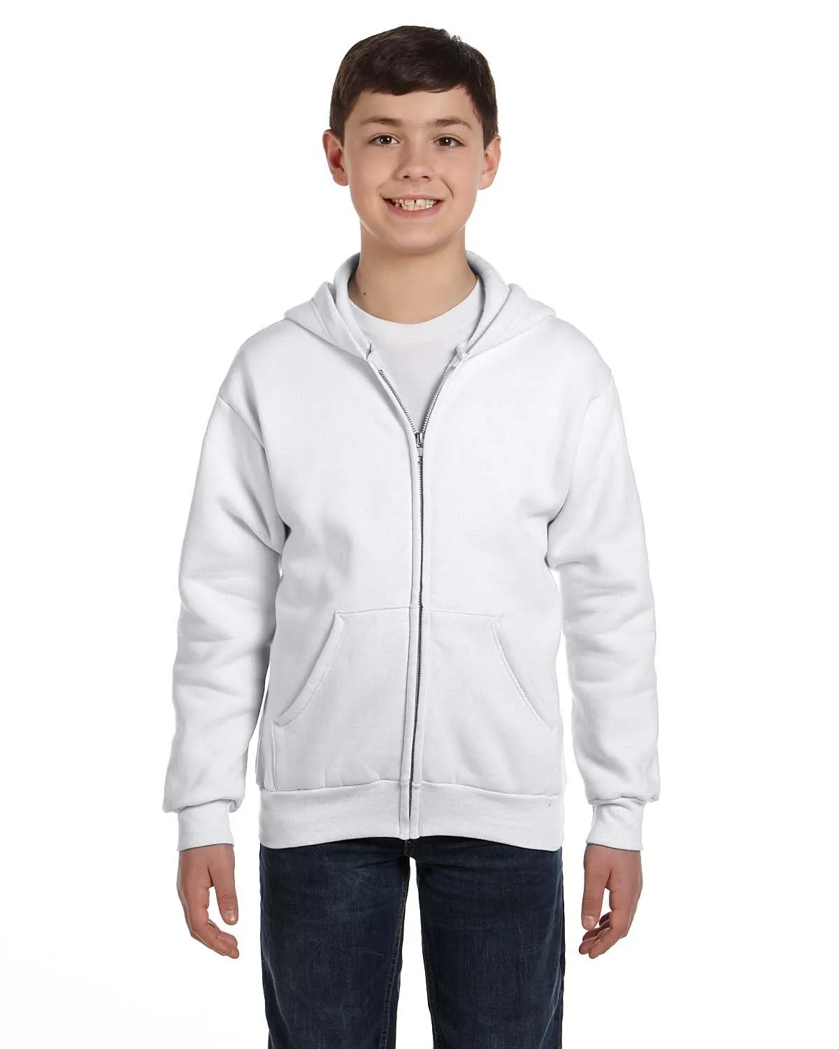 Hanes P480 Youth EcoSmart 50/50 Full-Zip Hooded Sweatshirt
