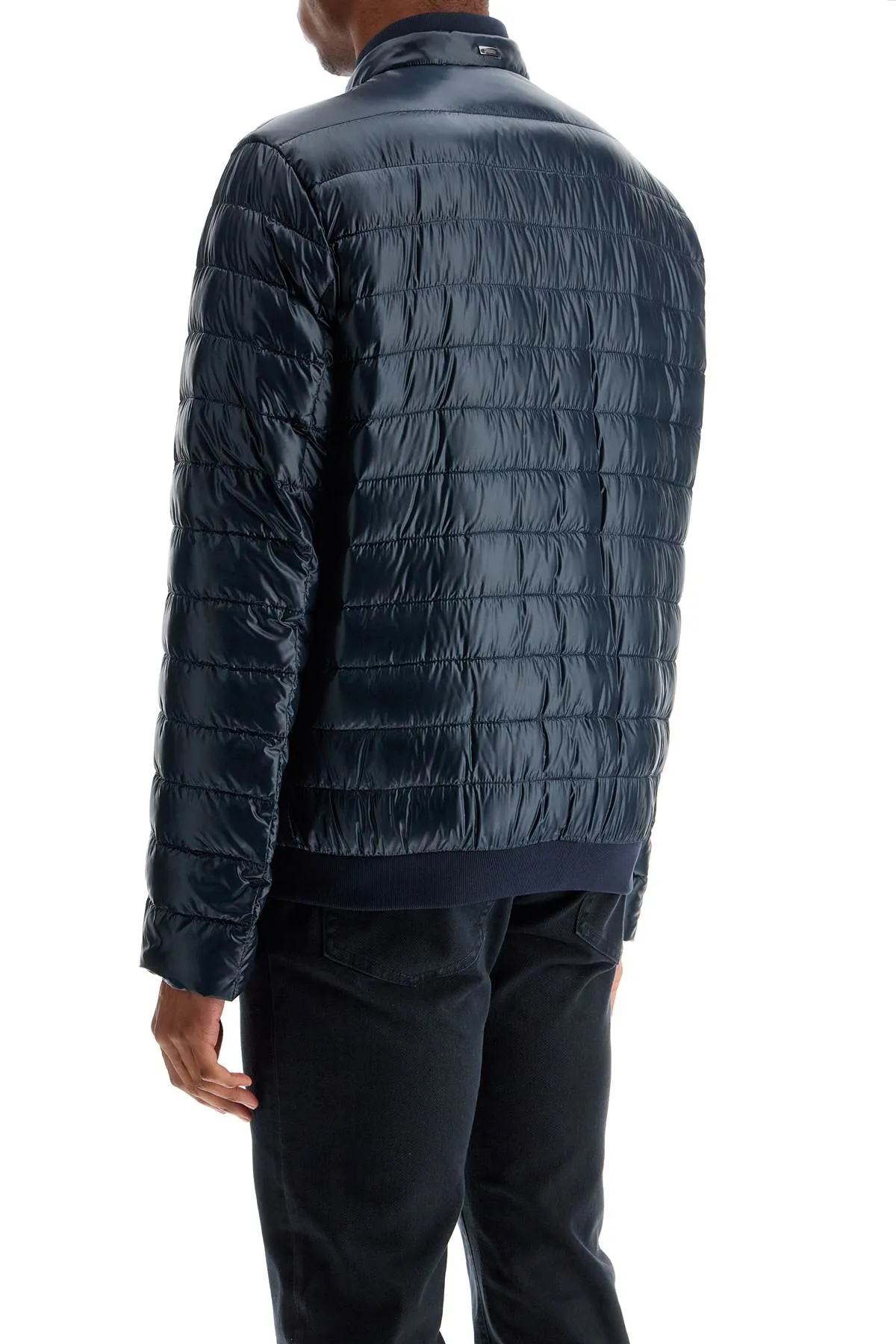 Herno Men's  blue weight Quilted Nylon Down Jacket With High Collar