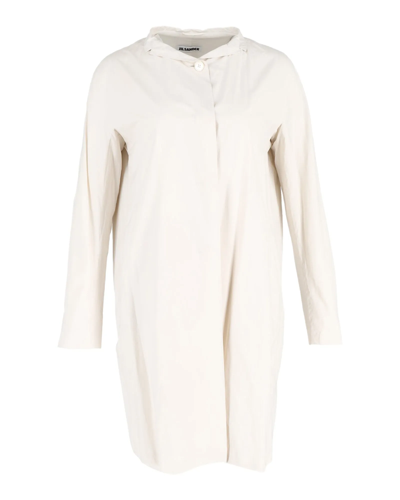 Jil Sander Collared Dress in Ivory Cotton