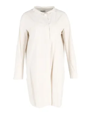 Jil Sander Collared Dress in Ivory Cotton