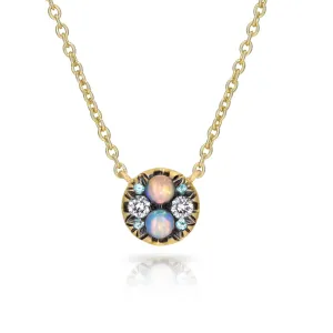Joke Quick Paraïba Tourmaline Australian Opal Diamond Stud Earrings