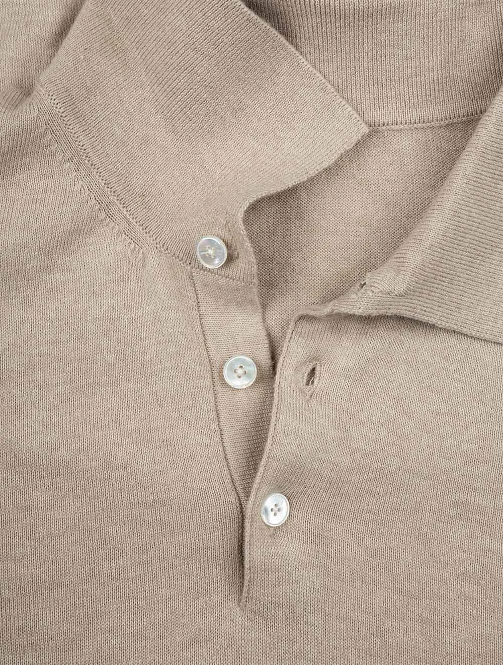 Knit Long Sleeve Polo Sand