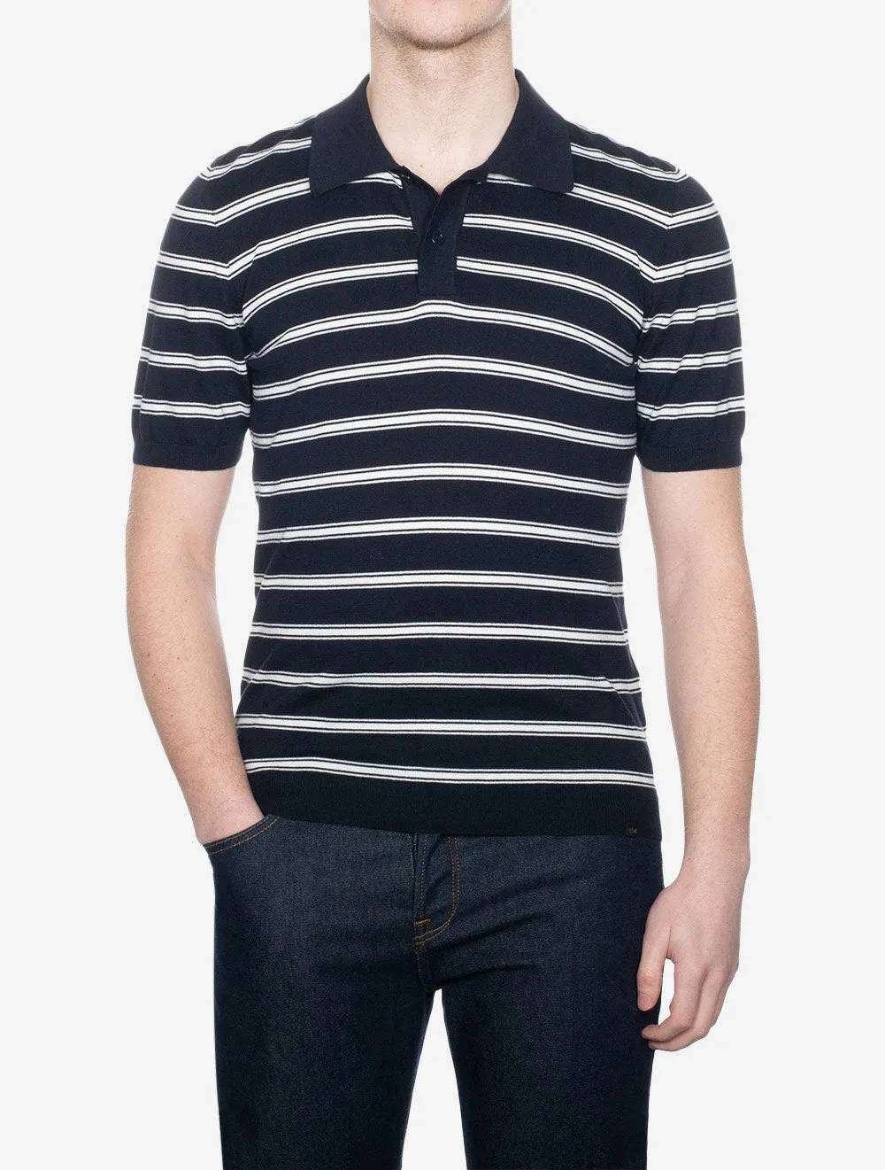 Knitted Polo Shirt Navy