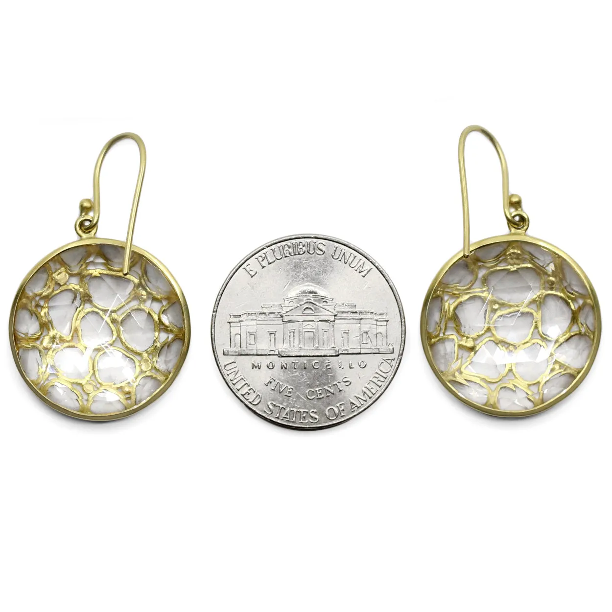 Kothari Diamond Rock Crystal Gold SkyCloud Prism Earrings