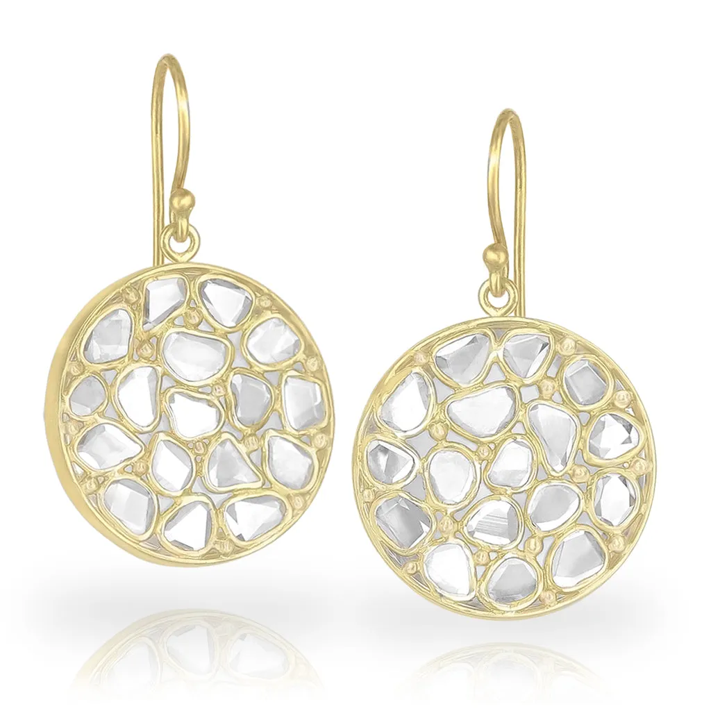 Kothari Diamond Rock Crystal Gold SkyCloud Prism Earrings
