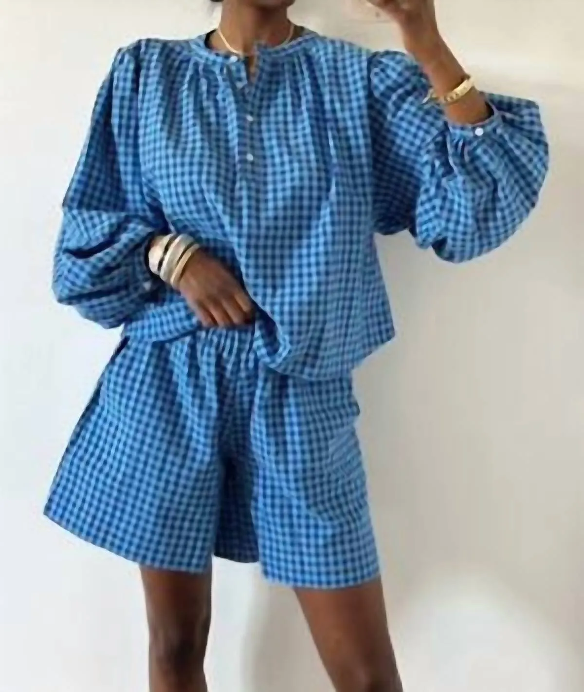 Lark Gingham Shorts In Blue