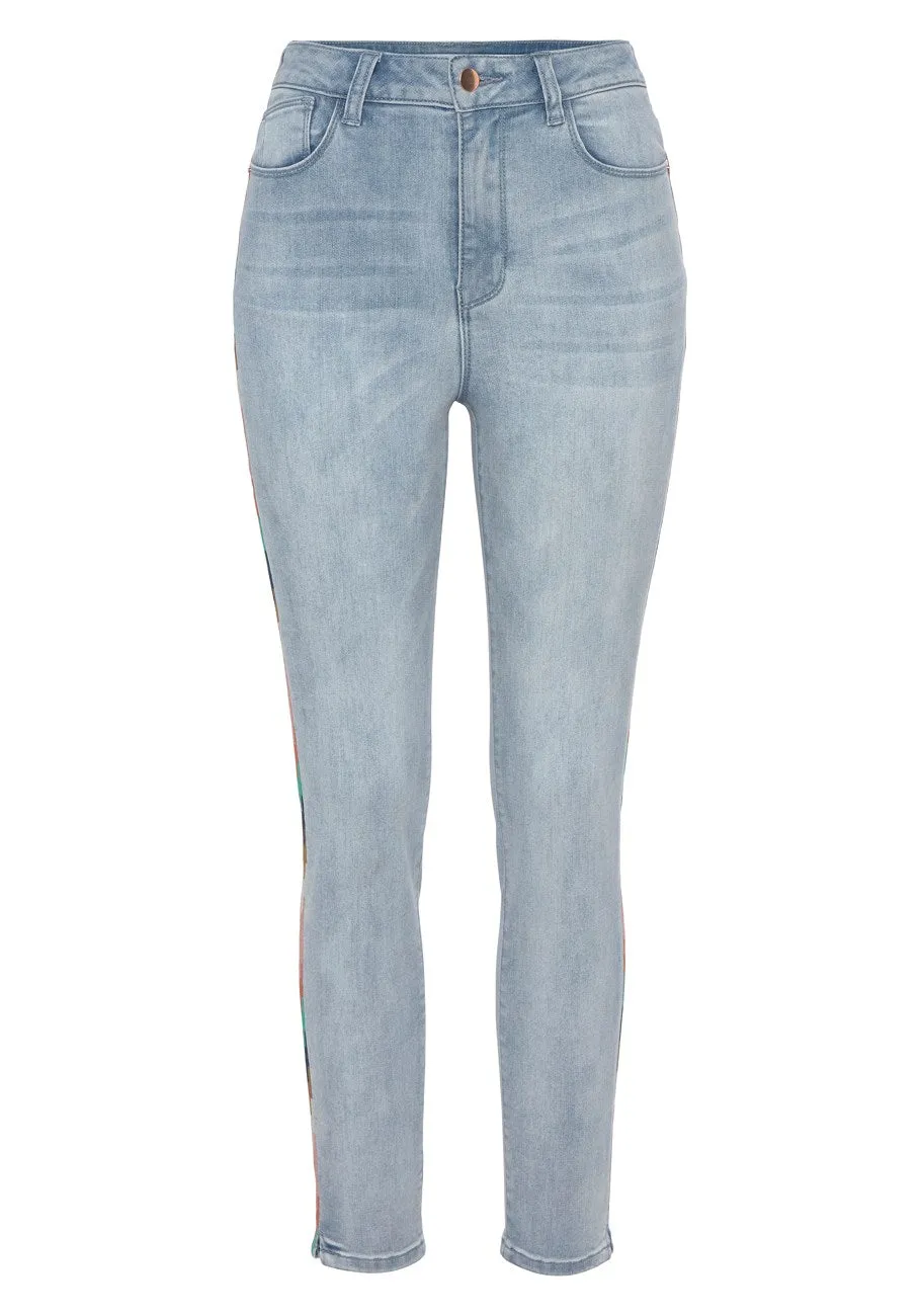 LASCANA Women's Embroidered Side Trim Jeans
