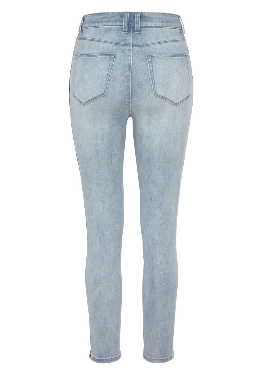 LASCANA Women's Embroidered Side Trim Jeans