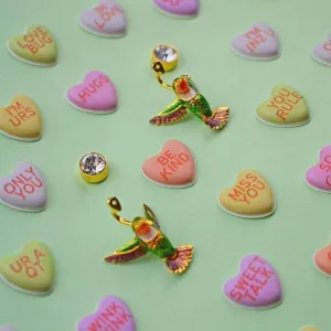 Light Enamel Hummingbird Earrings by Bill Skinner