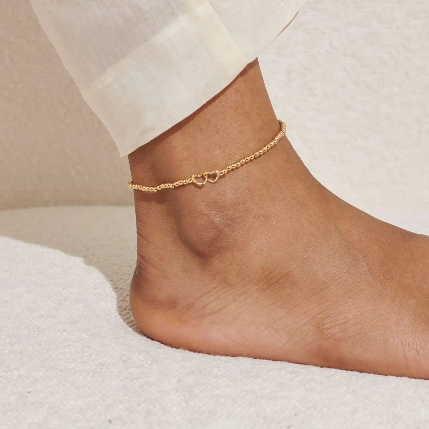Linked Heart Gold Plated Anklet 8628 Joma Jewellery
