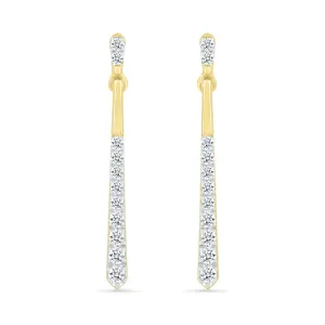 Long Diamond Dangle Stud Earrings