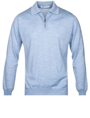 Longsleeve Zip Polo Blue