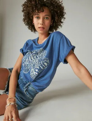 Lucky Brand Big Clover Boyfriend Tee True Navy Lucky Brand