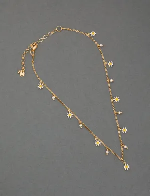Lucky Brand Daisy Enamel Charm Necklace Gold Lucky Brand