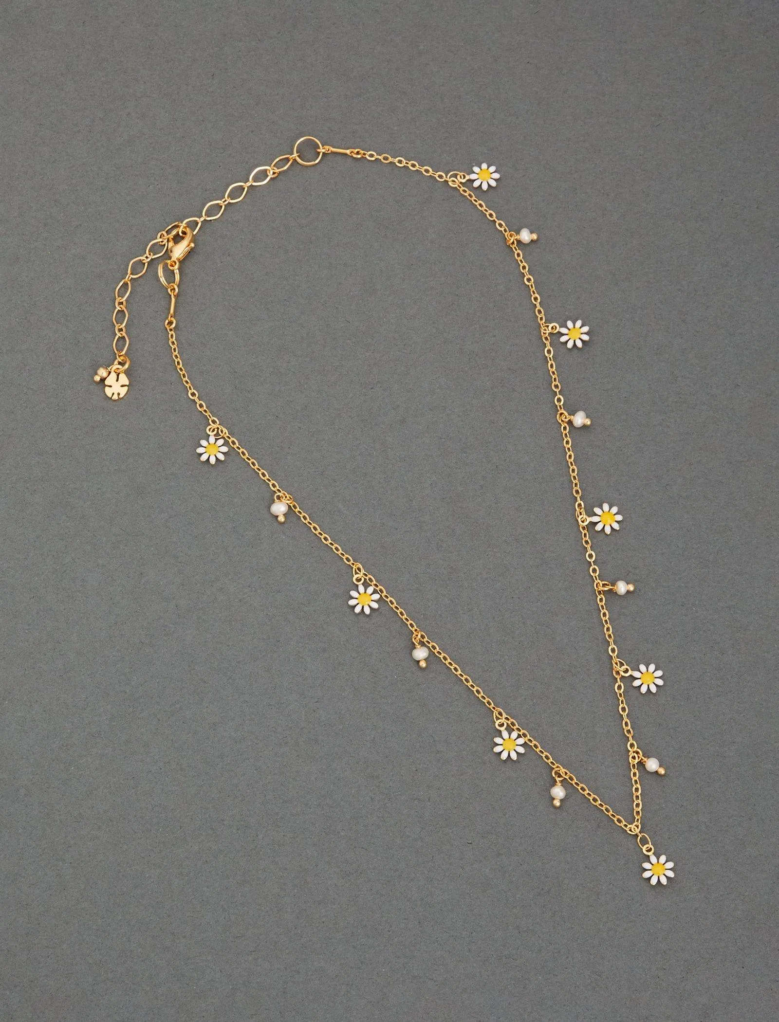 Lucky Brand Daisy Enamel Charm Necklace Gold Lucky Brand