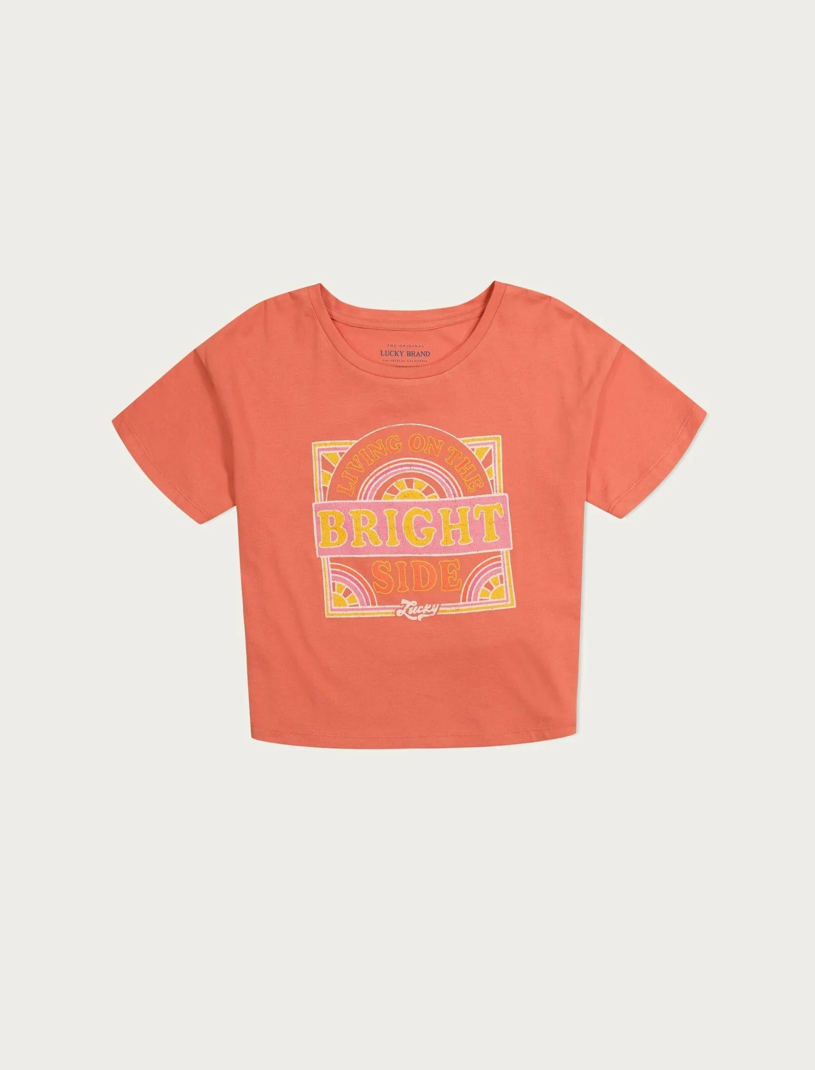 Lucky Brand Girls The Bright Side Tee Medium Brown Lucky Brand