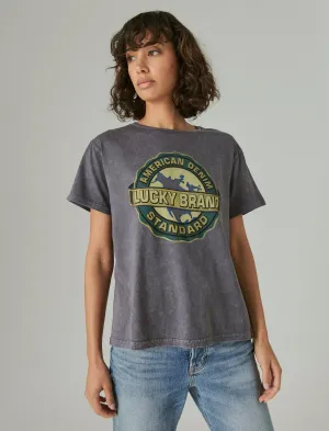 Lucky Brand Lucky Globe Boyfriend Tee Nine Iron Lucky Brand