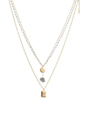 Lucky Brand Modern Metal Shapes Layer Necklace Two Tone Lucky Brand
