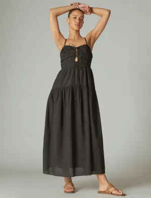 Lucky Brand Poplin Cutout Maxi Dress Caviar Lucky Brand