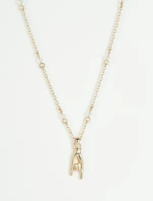 Lucky Brand Rock On Hand Pendant Necklace Gold Lucky Brand