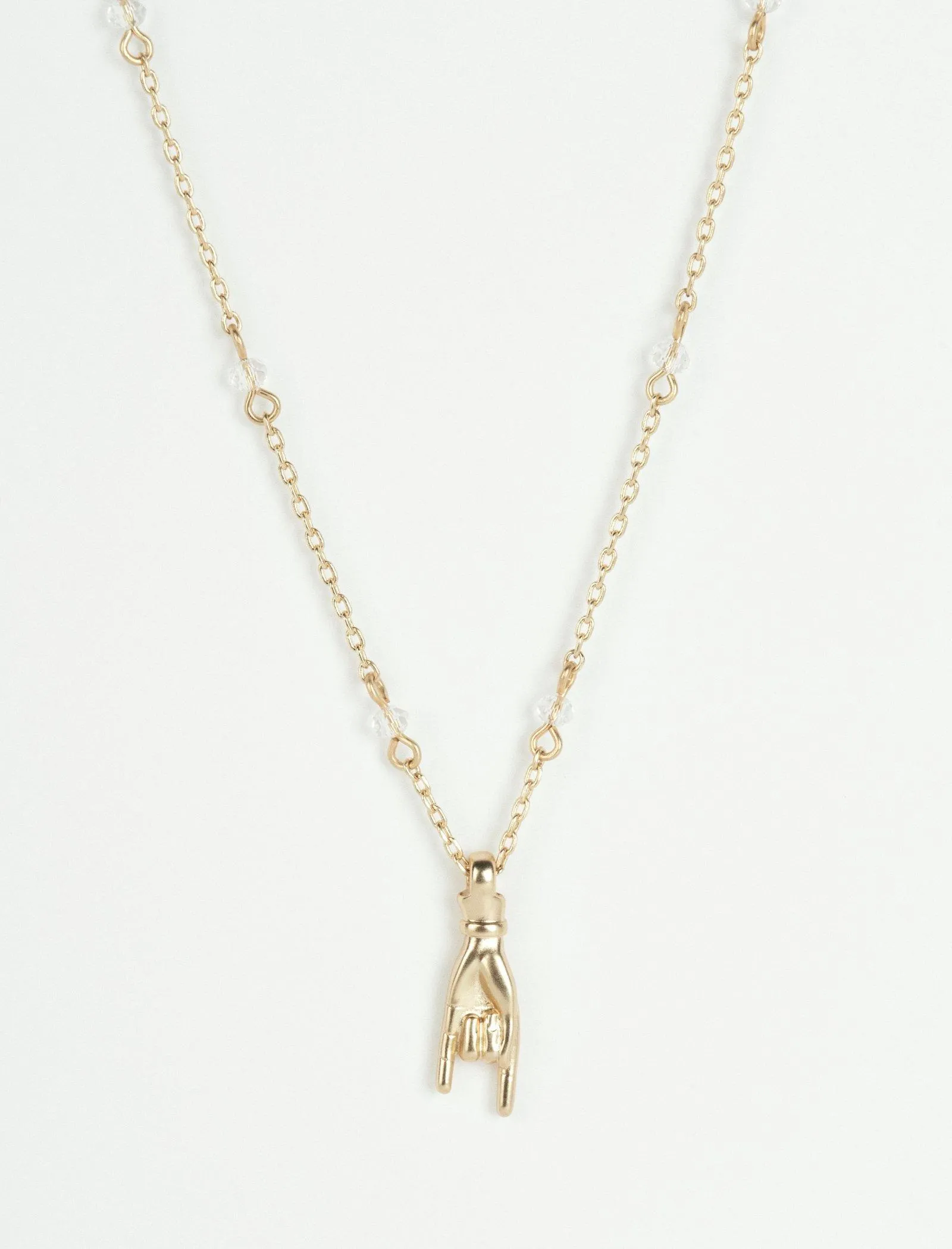 Lucky Brand Rock On Hand Pendant Necklace Gold Lucky Brand
